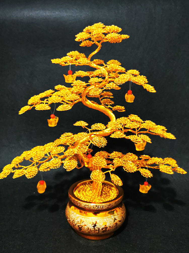 铝线纯手工艺品 招财桌面摆件，打造客厅开业装饰新风尚